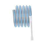 Flexible LED strip with blue light and white connector cable for modern lighting accents