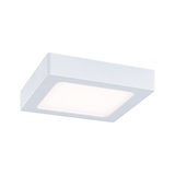 Square white LED ceiling light made of plastic with warm white light for living spaces