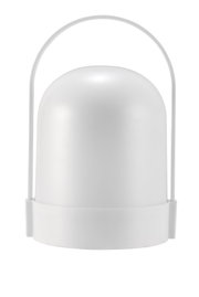 Modern white LED spotlight with rounded design and metal handle for adjustable lighting solutions