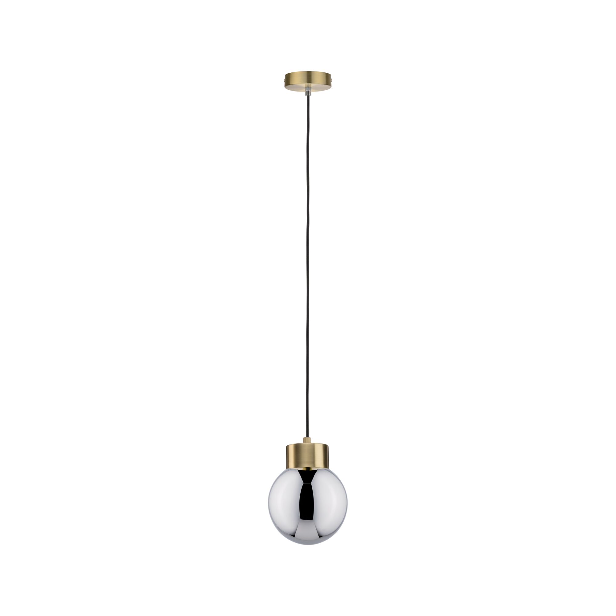 Modern pendant light with gold metal and silver glass globe for stylish room lighting
