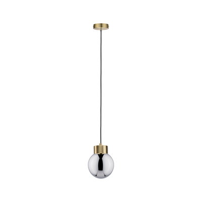 Modern pendant light with gold metal and silver glass globe for stylish room lighting