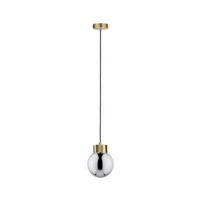 Moderne hanglamp met goudkleurig metaal en zilveren bol voor stijlvolle binnenverlichting