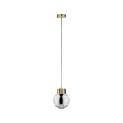 Moderne hanglamp met goudkleurig metaal en zilveren bol voor stijlvolle binnenverlichting