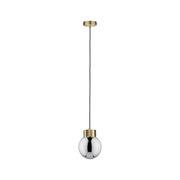 Nowoczesna lampa wisząca ze złotym metalem i srebrną kulą do eleganckiego oświetlenia wnętrz