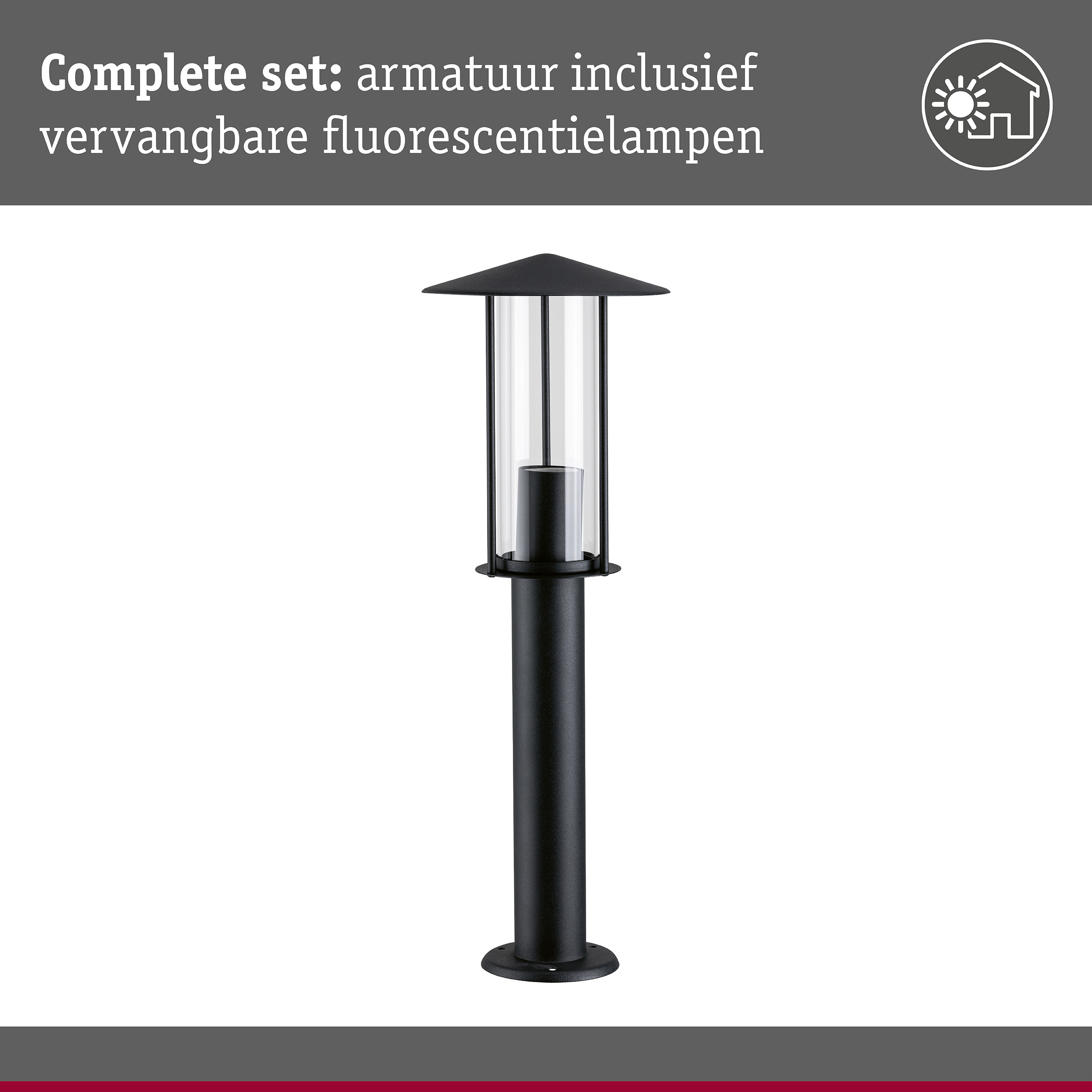 Bolderlamp Classic insectvriendelijk IP44 500mm 2200K 4,3W 420lm 230V Zwart E27 Metaal