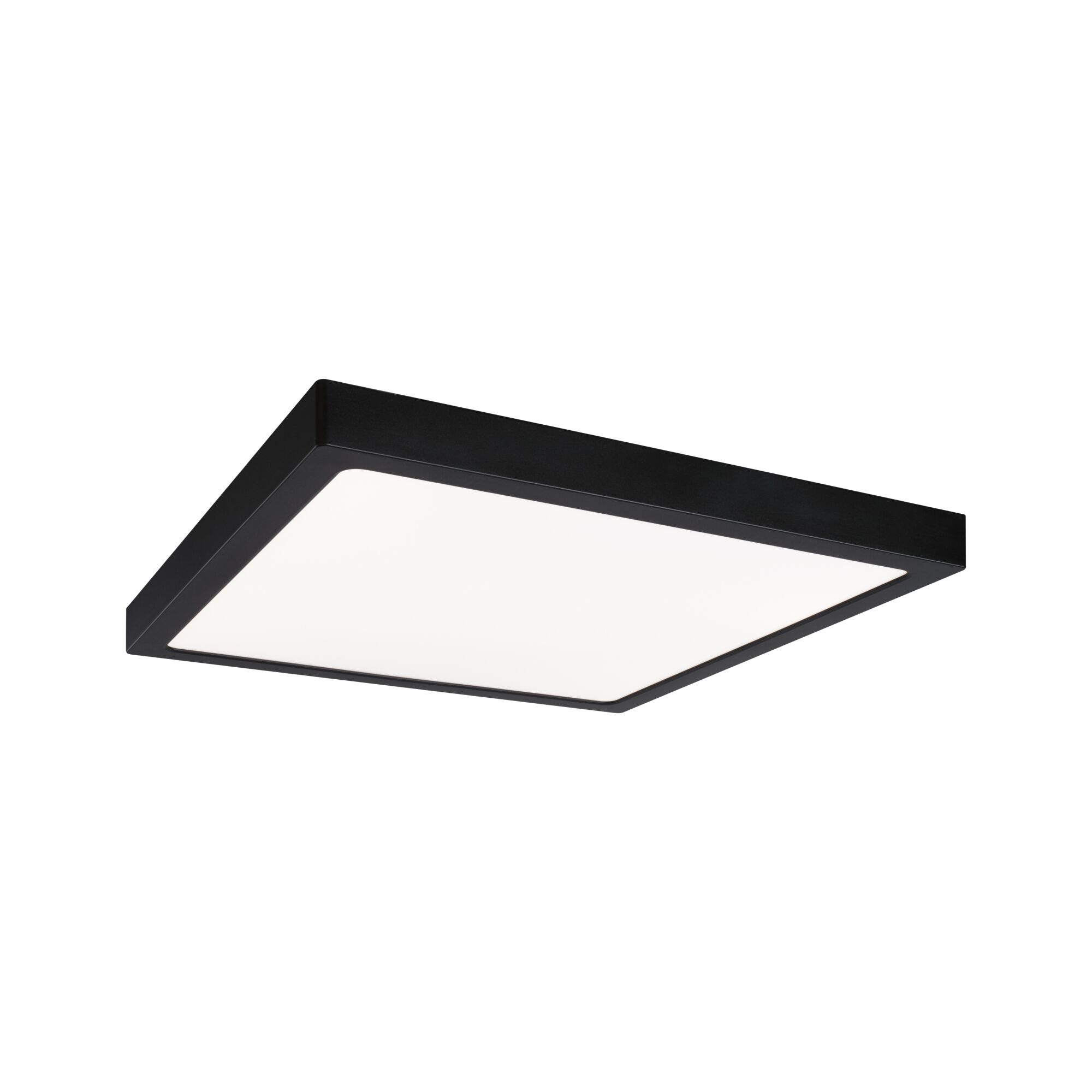 Schwarze quadratische LED-Deckenleuchte mit weißem Diffusor für modernes Raumlicht