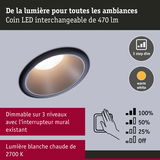 Spot LED encastré avec lumière blanc chaud 2700K et gradation 3 niveaux par interrupteur mural