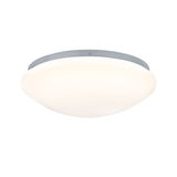 Ronde plafondlamp met wit glas en grijze metalen rand voor moderne verlichting