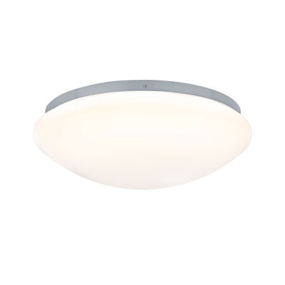Ronde plafondlamp met wit glas en grijze metalen rand voor moderne verlichting