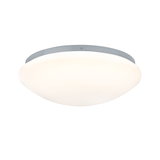 Ronde plafondlamp met wit glas en grijze metalen rand voor moderne verlichting