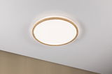 Plafonnier rond avec cadre en bois et diffuseur blanc pour un éclairage moderne