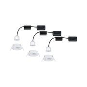 Hvid LED indbygningsspot med sort kabel og stik, energibesparende loftsbelysning