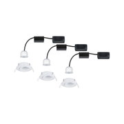 Weißer LED-Einbaustrahler mit schwarzem Kabel und Steckverbindern, energiesparende Deckenbeleuchtung