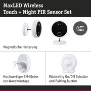MaxLED Wireless Touch und Night PIR Sensor Set mit magnetischer Halterung und 3M Kleber zur Wandmontage