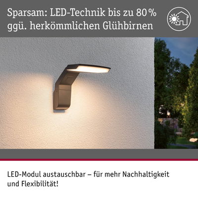 Moderne graue LED-Außenwandleuchte mit austauschbarem Modul für energiesparende Gartenbeleuchtung