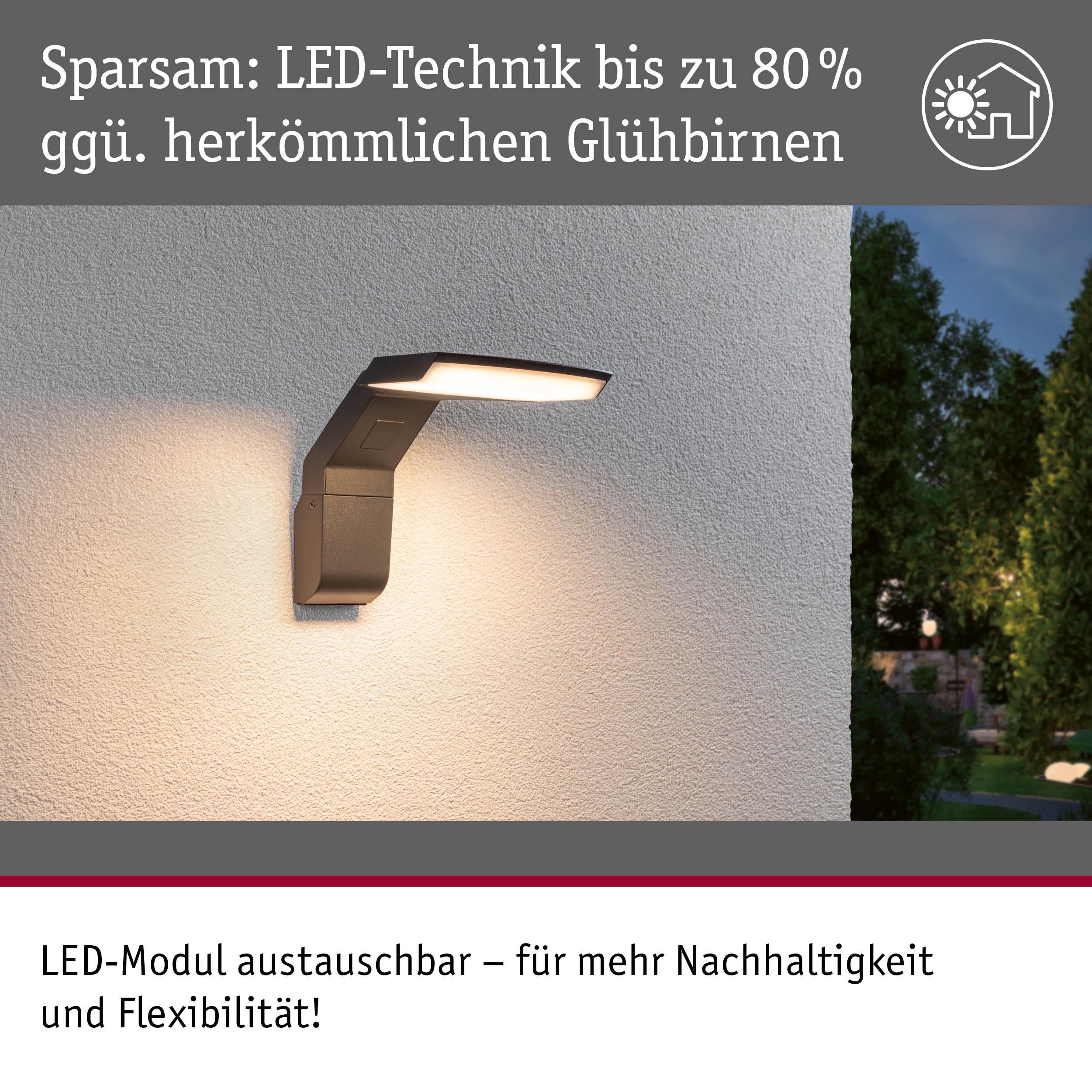 Moderne graue LED-Außenwandleuchte mit austauschbarem Modul für energiesparende Gartenbeleuchtung