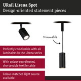 Black URail Lirena metal spot with adjustable head and textile cable for modern lighting