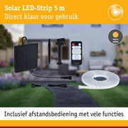 Zonnelamp LED-strip 5 m met afstandsbediening en warm wit licht voor energiezuinige buitenverlichting