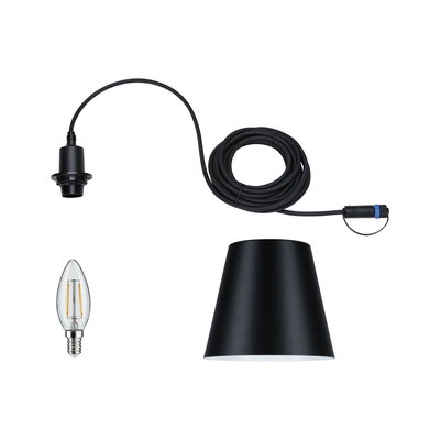 Black lamp set with cable, socket, and LED bulb for modern lighting solutions