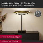 Lampe à poser Melira moderne avec anneau métallique doré et éclairage LED dimmable au design élégant