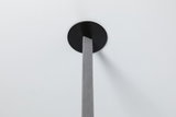 Black round ceiling mount with grey textile cable for modern LED pendant light.