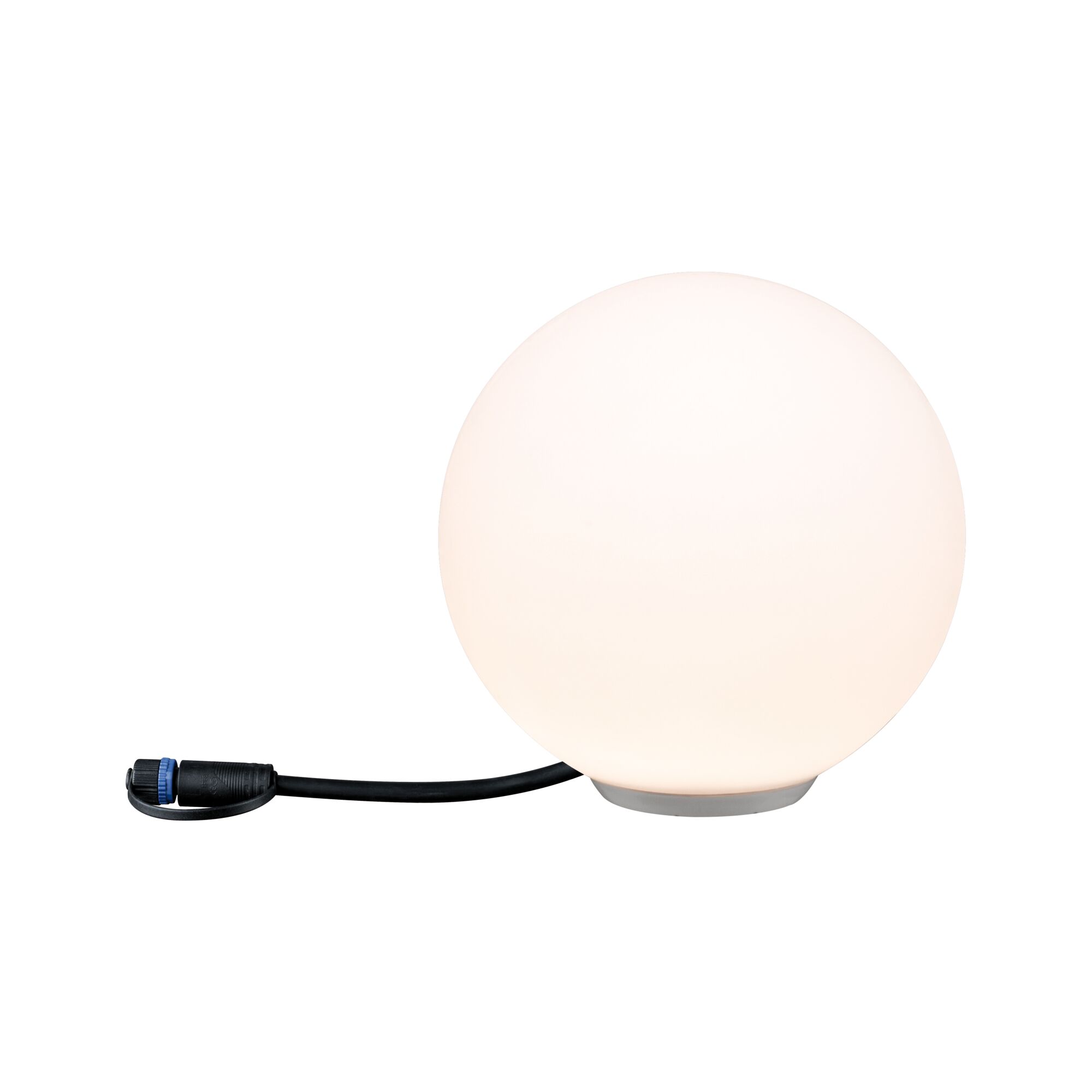 Round white LED light with black cable connector for modern indoor lighting