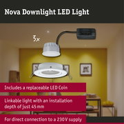 LED Downlight 3-Step-Dim Nova Coin Basic Set Swivelling round 84mm 50° Coin 3x6W 3x470lm 230V dimmable 2700K Matt white