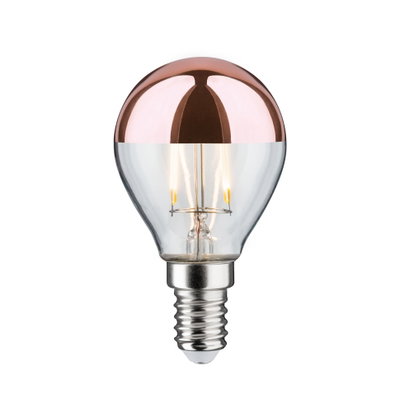 LED-Glühbirne mit E14-Sockel und kupferfarbenem Spiegelglas für energiesparende Beleuchtung