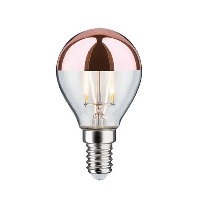 LED-Glühbirne mit E14-Sockel und kupferfarbenem Spiegelglas für energiesparende Beleuchtung