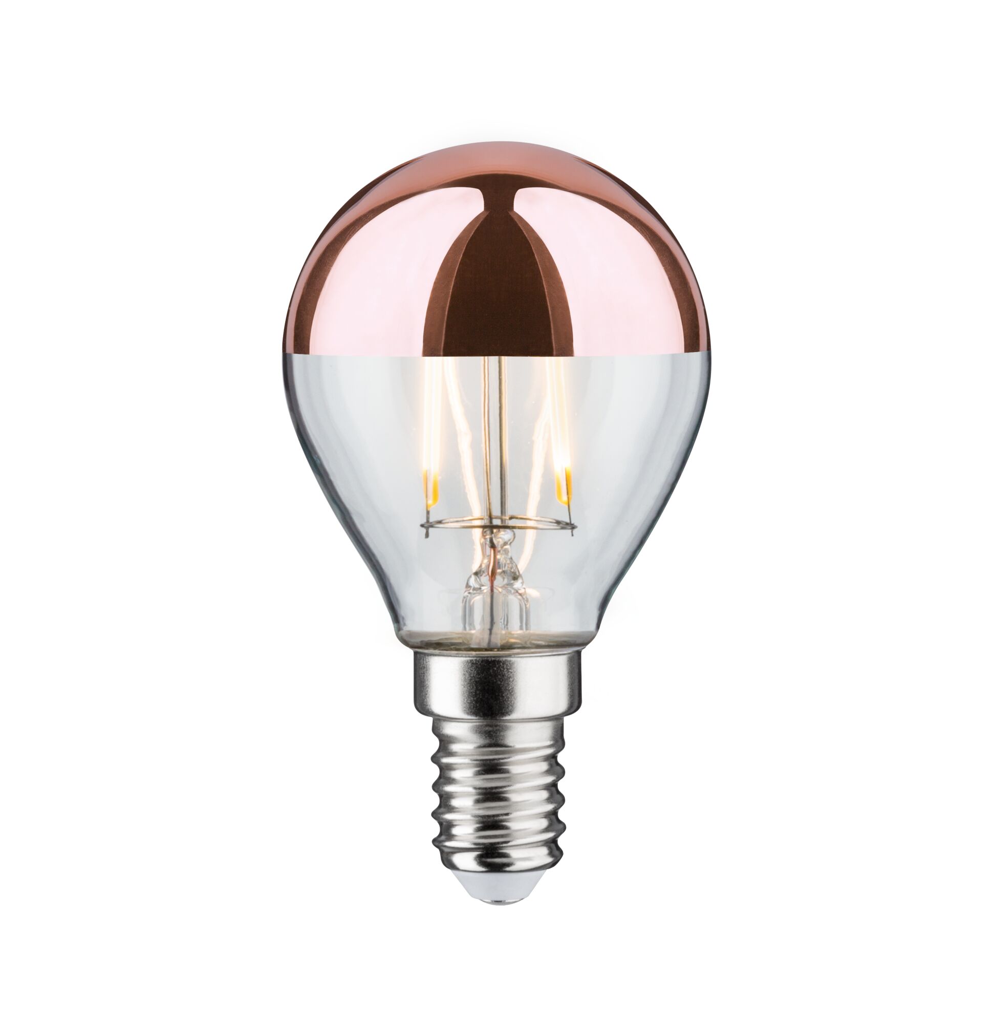 Modern Classic Edition Standard 230 V Sphérique LED Calotte réflectrice E14 220lm 2,6W 2700K Calotte réflectrice en cuivre Ampoule LED avec culot E14 et verre miroir cuivre pour éclairage économique