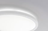 Plafonnier LED rond blanc avec lumière indirecte pour une ambiance moderne et éclairage économique.