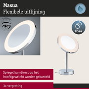Flexibele LED make-up spiegel met 3x vergroting, chromen afwerking en IP44 waterbestendig