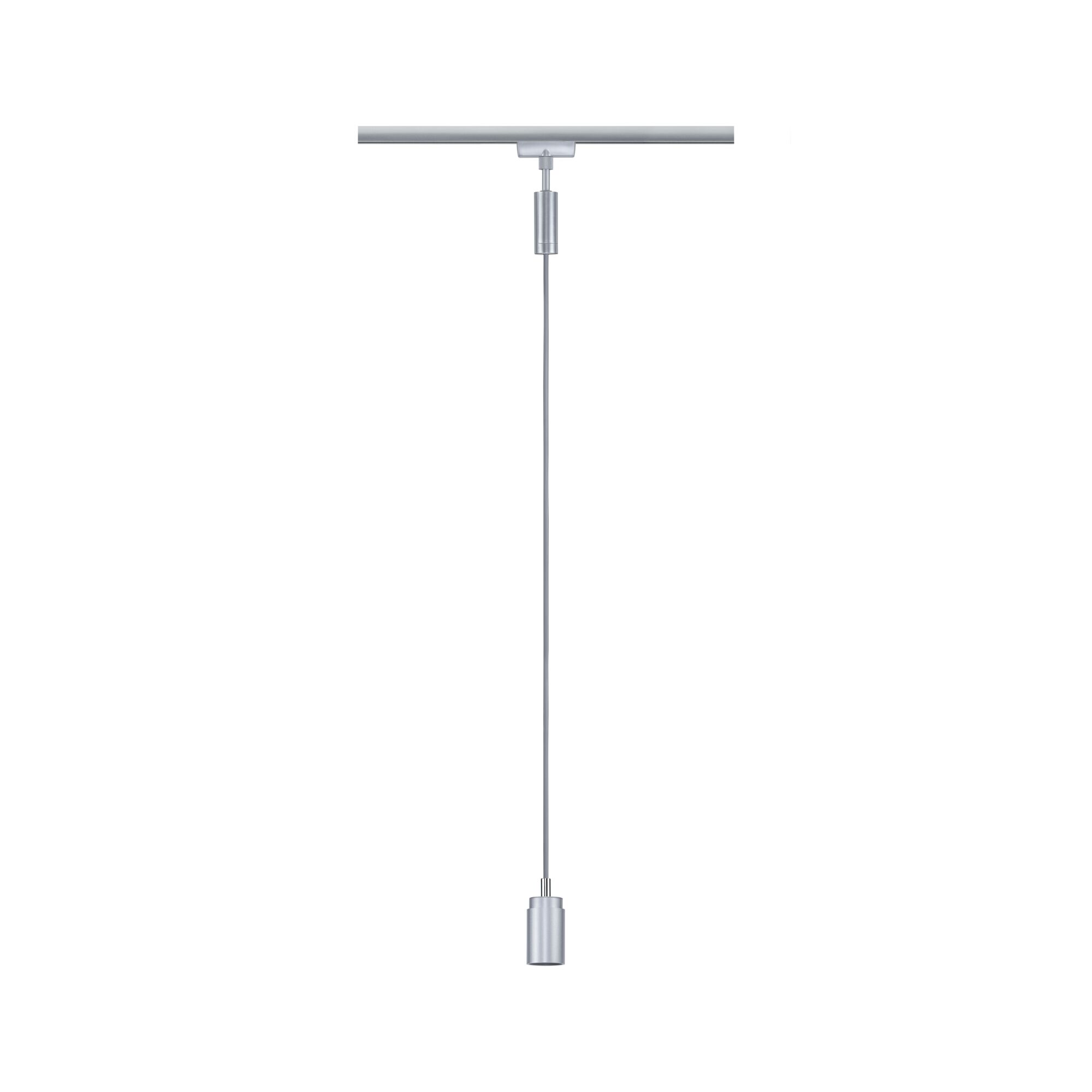 Slank pendellampe i sølvfarvet aluminium med kabel til moderne LED-belysningssystemer