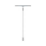 Slank pendellampe i sølvfarvet aluminium med kabel til moderne LED-belysningssystemer