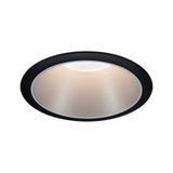 Round LED recessed spotlight with black aluminium frame and warm white light for modern indoor lighting