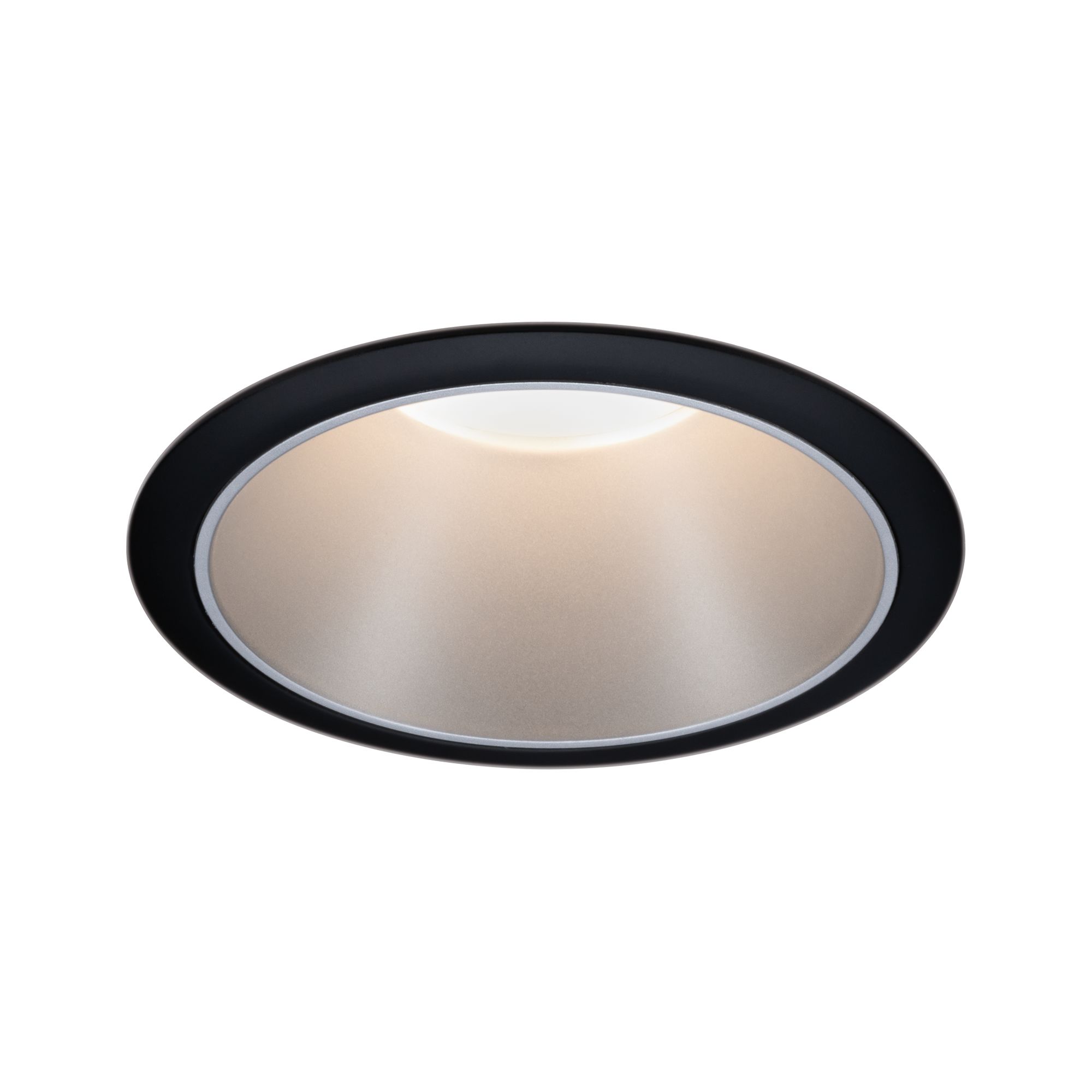 LED Downlight 3-Step-Dim Cole Coin 1-piece set IP44 round 88mm Coin 6W 470lm 230V dimmable 2700K Black/Silver matt Round LED ceiling light with black aluminium frame and warm white light for modern interiors