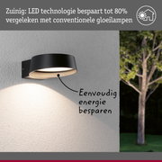 Zwarte metalen LED-wandlamp met energiebesparende technologie en modern ontwerp voor buitengebruik