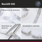 MaxLED 500 LED-strip met 72 LEDs per meter, zelfklevend, knipbaar en met beschermhoes