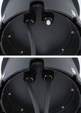 Close-up of black plastic housing with cable glands for LED lighting installation