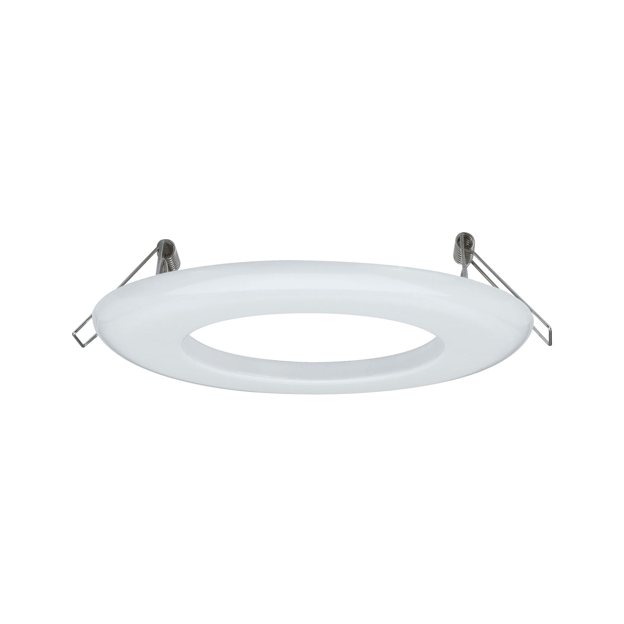 Round white LED recessed ring made of plastic with metal springs for ceiling lighting