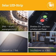 Solar LED-Strip mit IP65 Schutz, direktem Ein- und Ausschalten, 7 Stunden Ladezeit, 4 Stunden Leuchtdauer