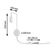 White metal wall spotlight 340 mm high and 165 mm projection, LED wall lamp with switch