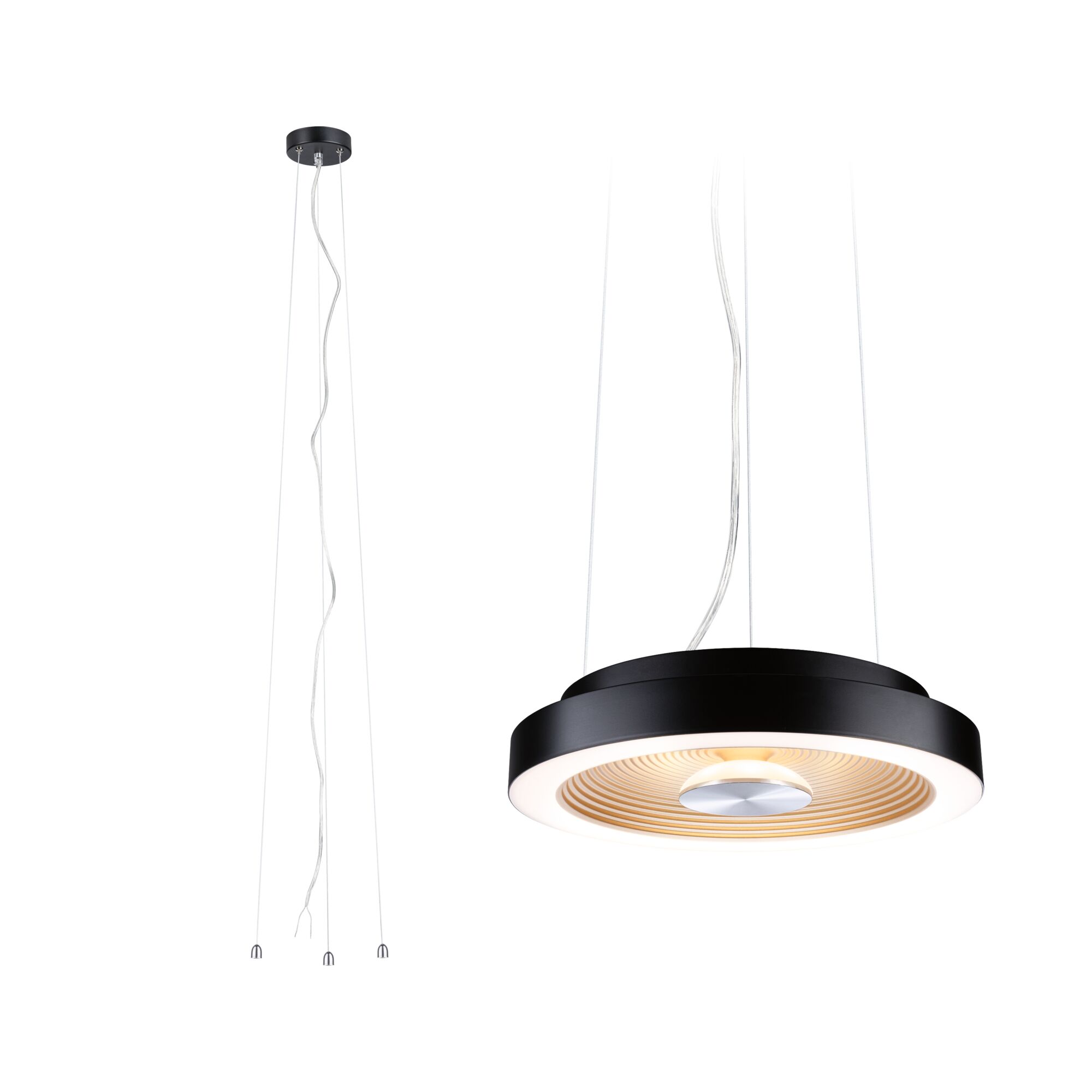 LED Ceiling luminaire Volea 3000K 1300lm / 0lm 230V 4W / 18,5W dimmable Black/Gold/Silver Modern black LED pendant light with warm white glow and round design for stylish room lighting