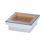 Square stainless steel LED floor recessed light with amber cover for outdoor lighting applications
