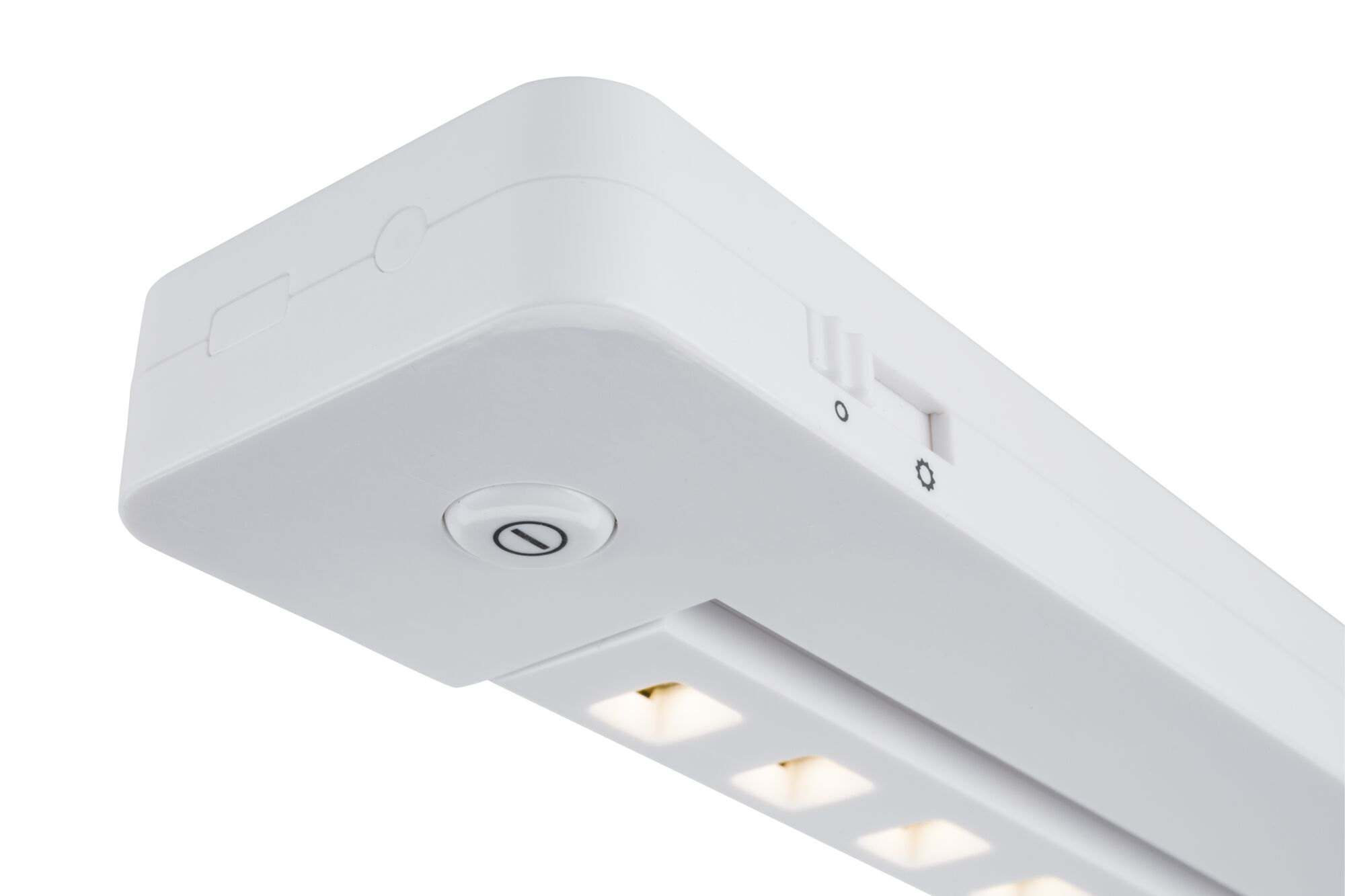 Weißes LED-Unterbauleuchte mit Schalter und Dimmer für flexible Lichtsteuerung in Küche oder Büro