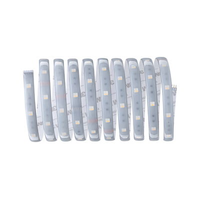 Flexible LED strip with white LEDs and adhesive backing for versatile lighting applications