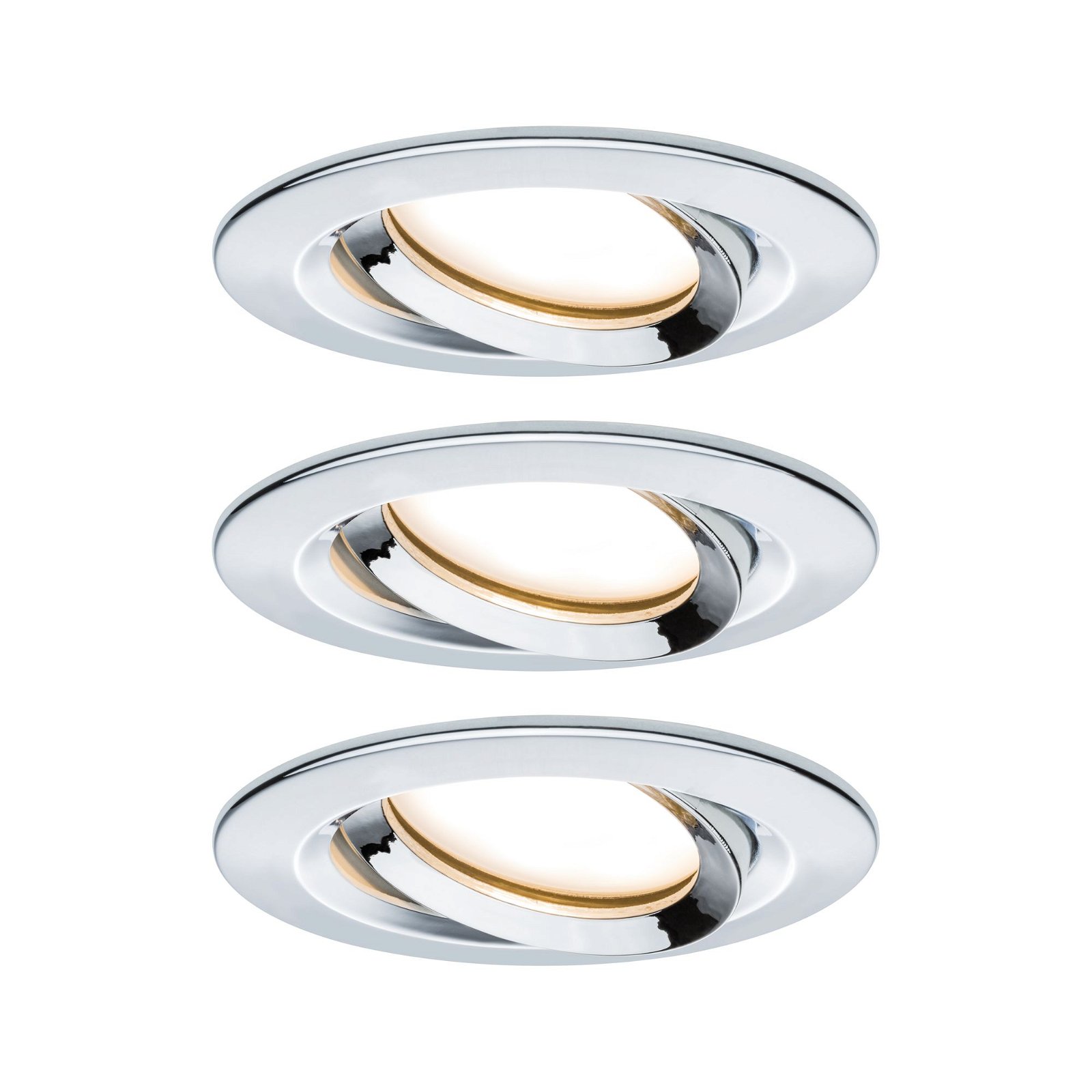 LED Recessed luminaire Nova Plus Coin Basic Set Swivelling IP65 round 93mm 30° Coin 3x6W 3x470lm 230V dimmable 2700K Chrome