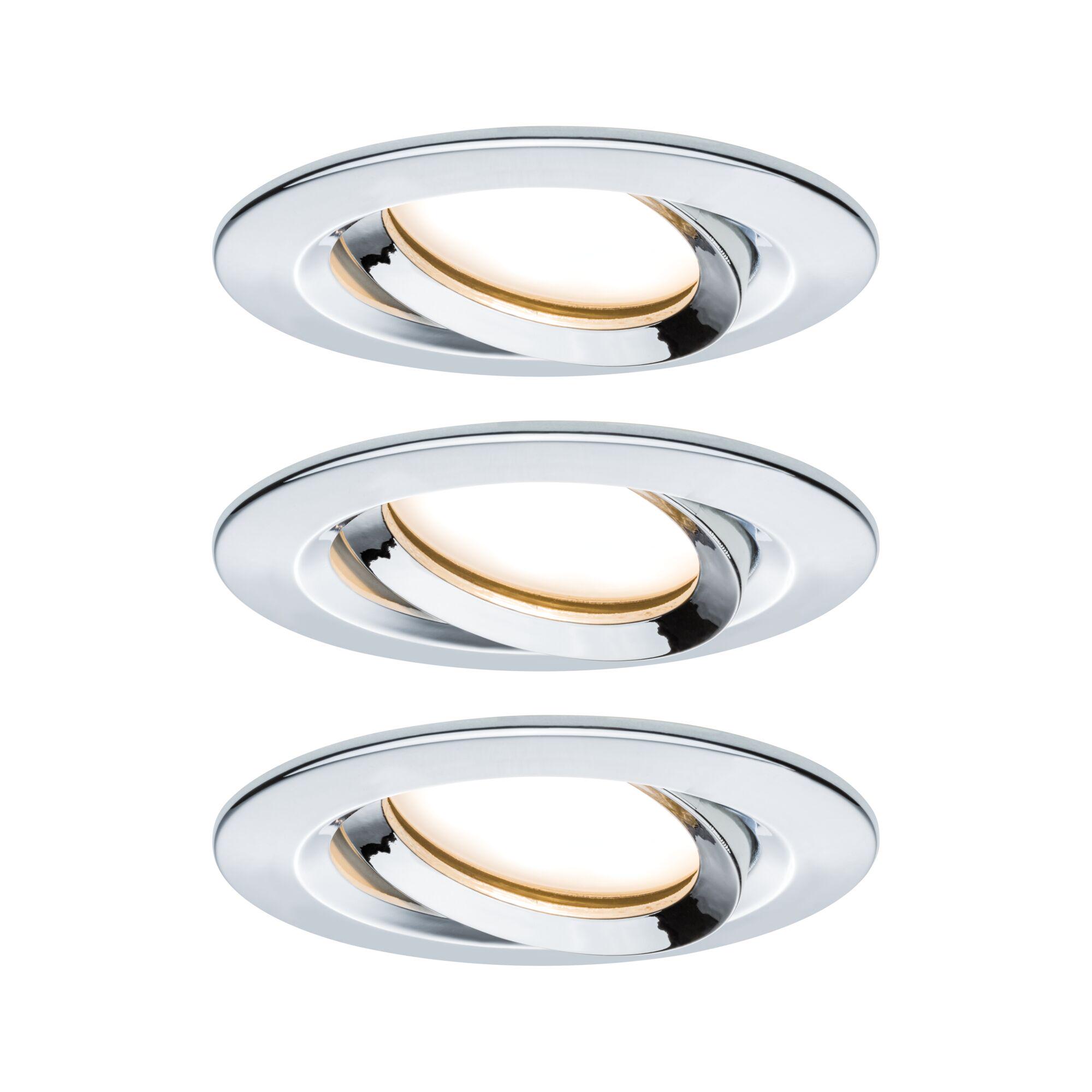 Ronde inbouwspot van chroom metaal met warm wit LED-licht voor moderne binnenverlichting