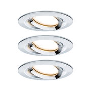 Runder Einbaustrahler aus verchromtem Metall mit warmweißem LED-Licht für moderne Innenbeleuchtung