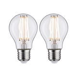 Two clear LED filament bulbs with E27 base for energy-efficient lighting and vintage style